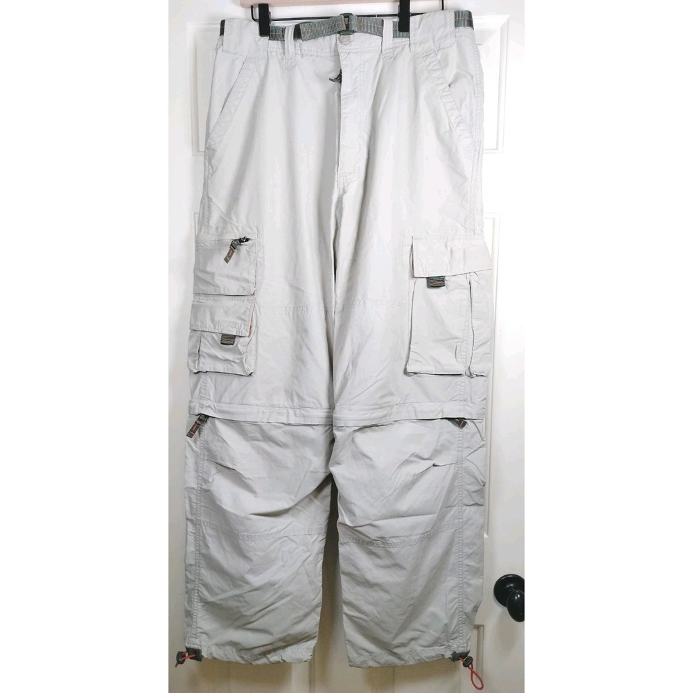 Route 66‎ Convertible Cargo Pants Men 36x32(31) Khaki Beige Hiking Work STAINS